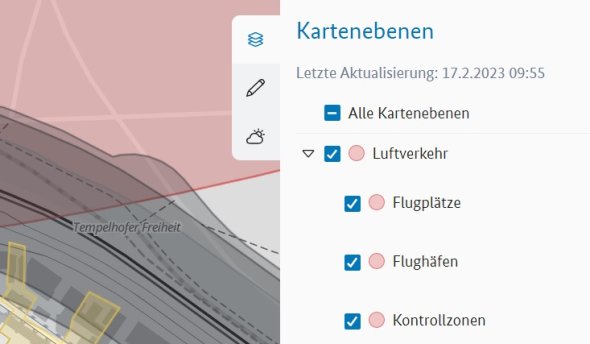 Screenshot mit eingeblendeten Kartenebenen