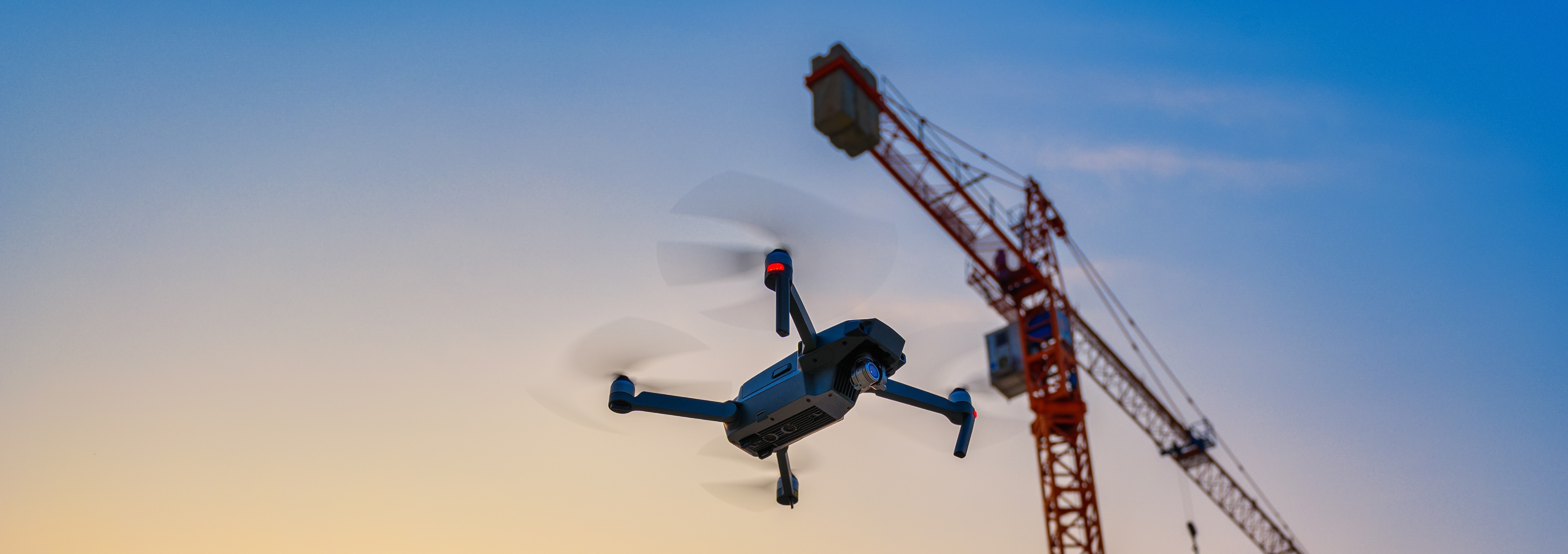 A drone flies in the nature